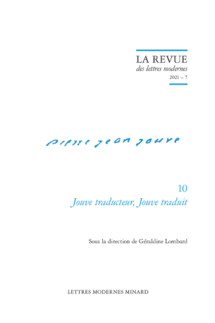 Revue Lettres Modernes - N° 10 - Jouve traducteur, traduit