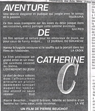 Publicite d'Aventure de Catherine C parue dans Le Monde