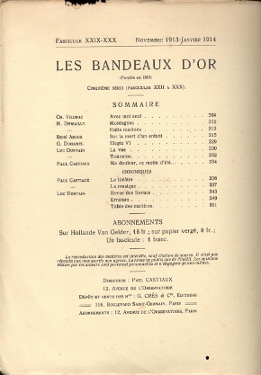 Les Bandeaux d'Or - N° XXIX-XXX - 30 Novembre 1913-Janvier 1914 - Couverture