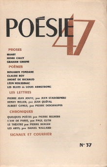 Poésie 47 - N° 37 - PIerre Jean Jouve Jean Starobinski