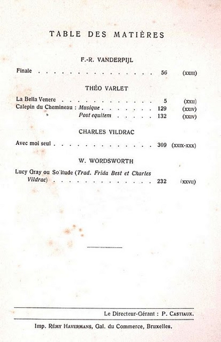 Les Bandeaux d'Or - 5e srie - 1912-1914 - Table des matires - 4