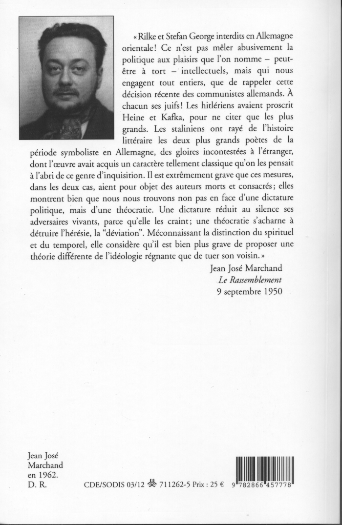 Jean-José Marchand - Ecrits 1948-1958 - 4ème de couverture